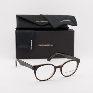 Dolce & Gabbana DG3361 3256 Round Eyeglasses 50mm - Havana/Transparent Brown